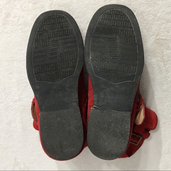 JEFFREY CAMPBELL Red Suede Booties boots buckles - Picture 6 of 16